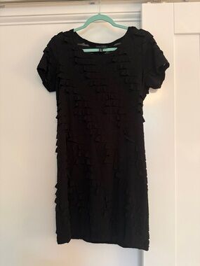 Parkhurst Black Mini Dress with Textured Ruffle Detail